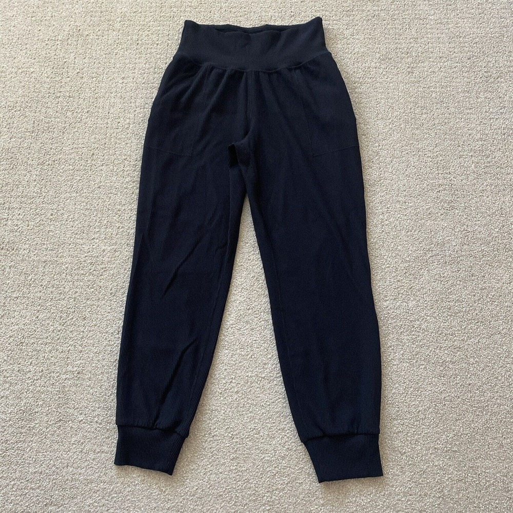 Athleta Salutation Rib Jogger Women’s Sz Medium Black High Rise Stretch Pockets